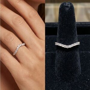 NWT Two .32 CT Moissanite and White Gold Women's Band Size 8